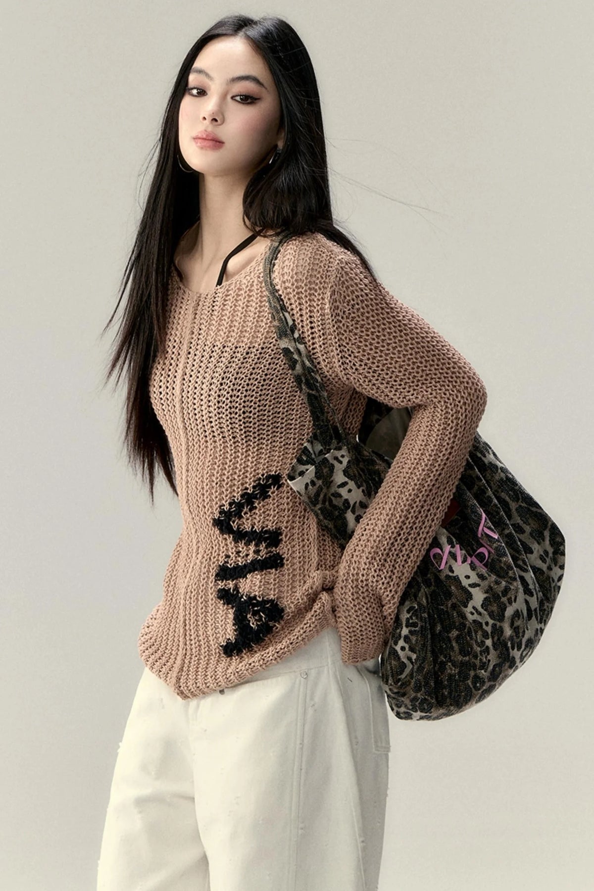 Cut-Out Monogram Knit Sweater