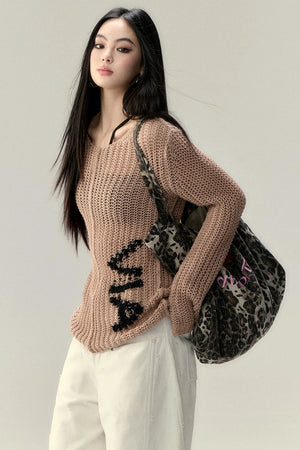 Cut-Out Monogram Knit Sweater
