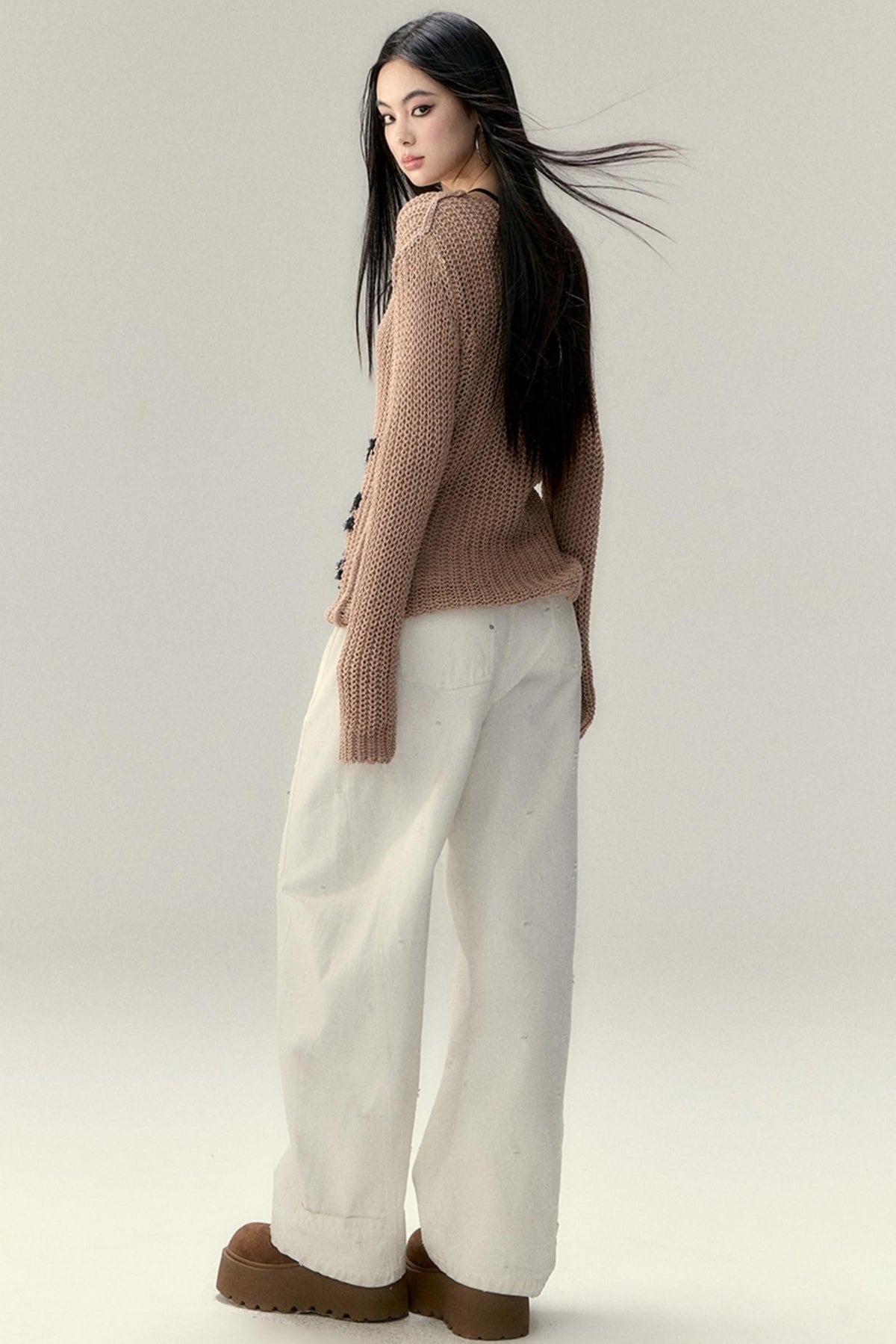 Cut-Out Monogram Knit Sweater