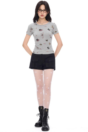 Cute Cat Print Tee