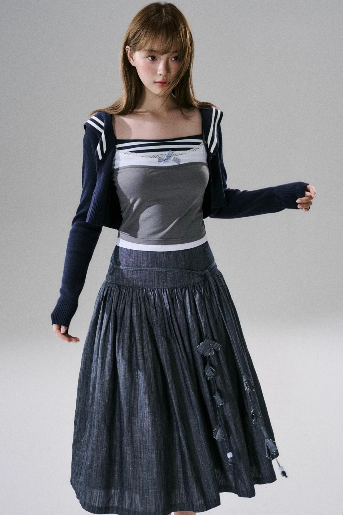 Cute Fake Two-Piece Layered Top