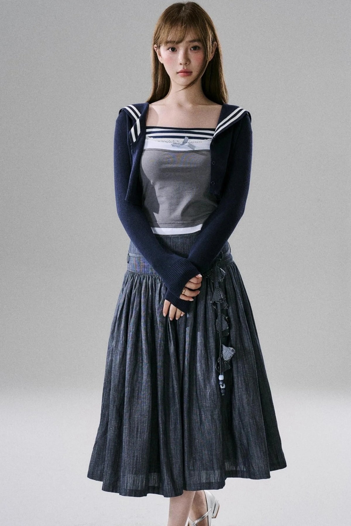 Cute Fake Two-Piece Layered Top
