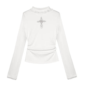 Cutout Cross Long Sleeve Top