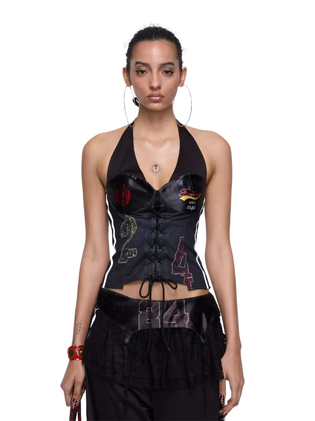 Asymmetric Printed Halterneck Jersey Cami