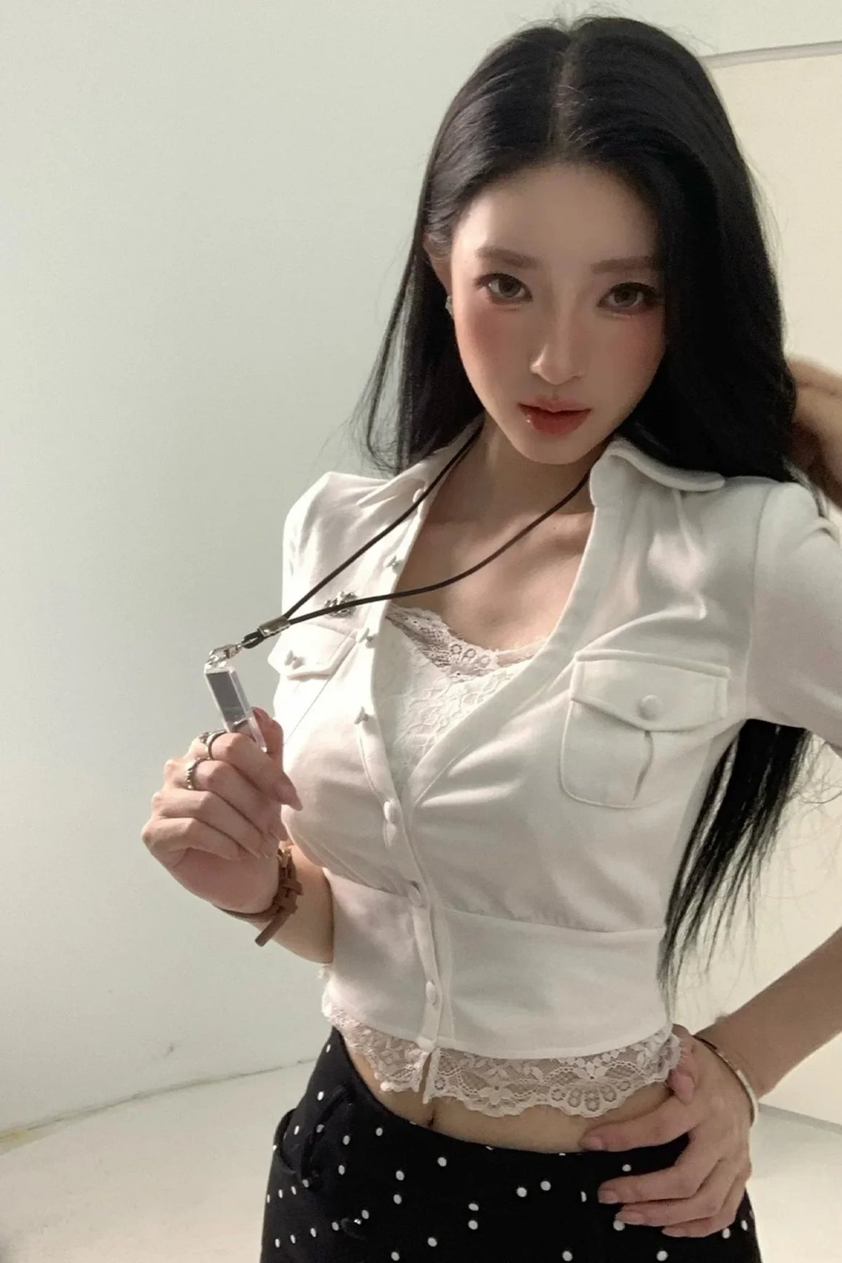 Daffodil V-Neck Waist-Cinching Shirt Set-Up