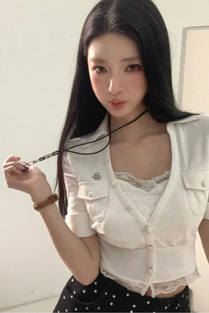 Daffodil V-Neck Waist-Cinching Shirt Set-Up