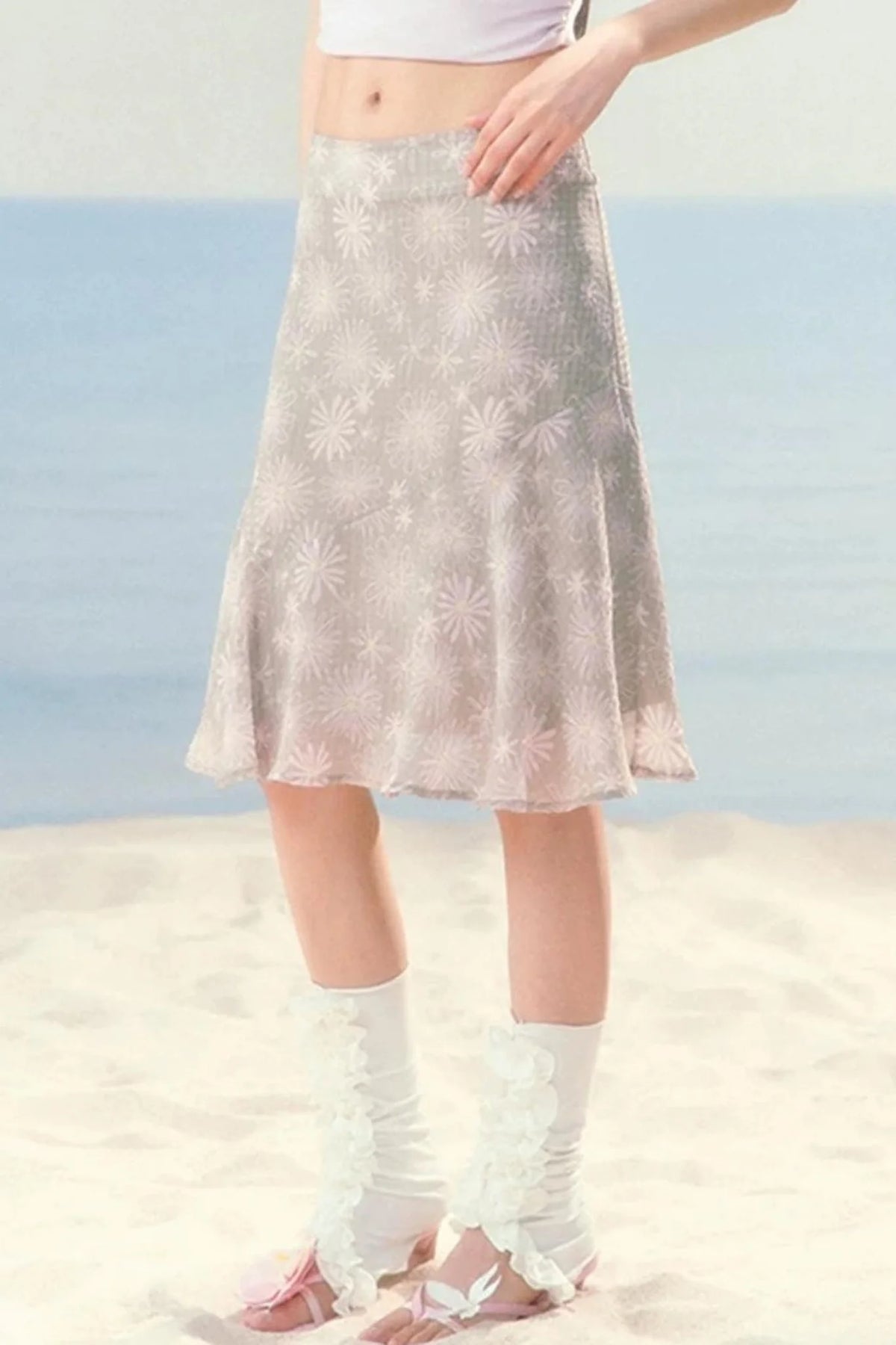 Daisy Floral Chiffon Fishtail Skirt