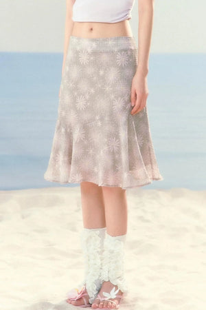 Daisy Floral Chiffon Fishtail Skirt