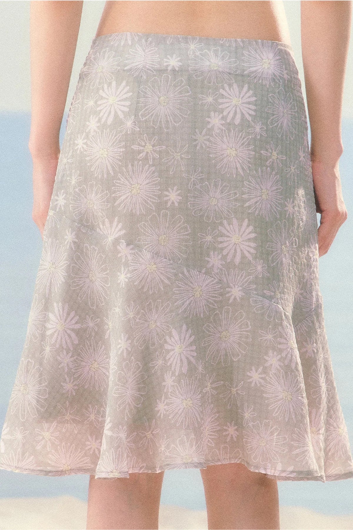 Daisy Floral Chiffon Fishtail Skirt