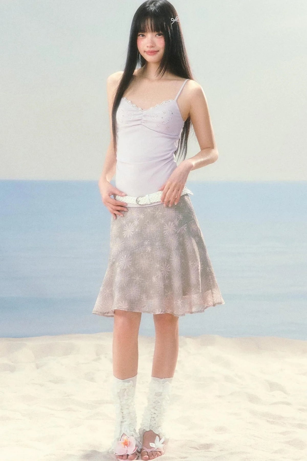 Daisy Floral Chiffon Fishtail Skirt