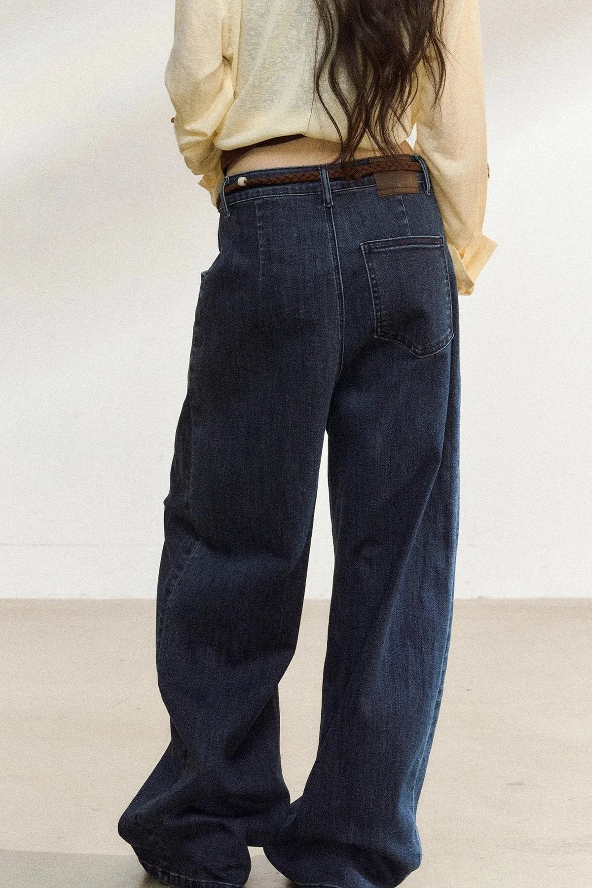 Dark Blue Wide-Leg Jeans