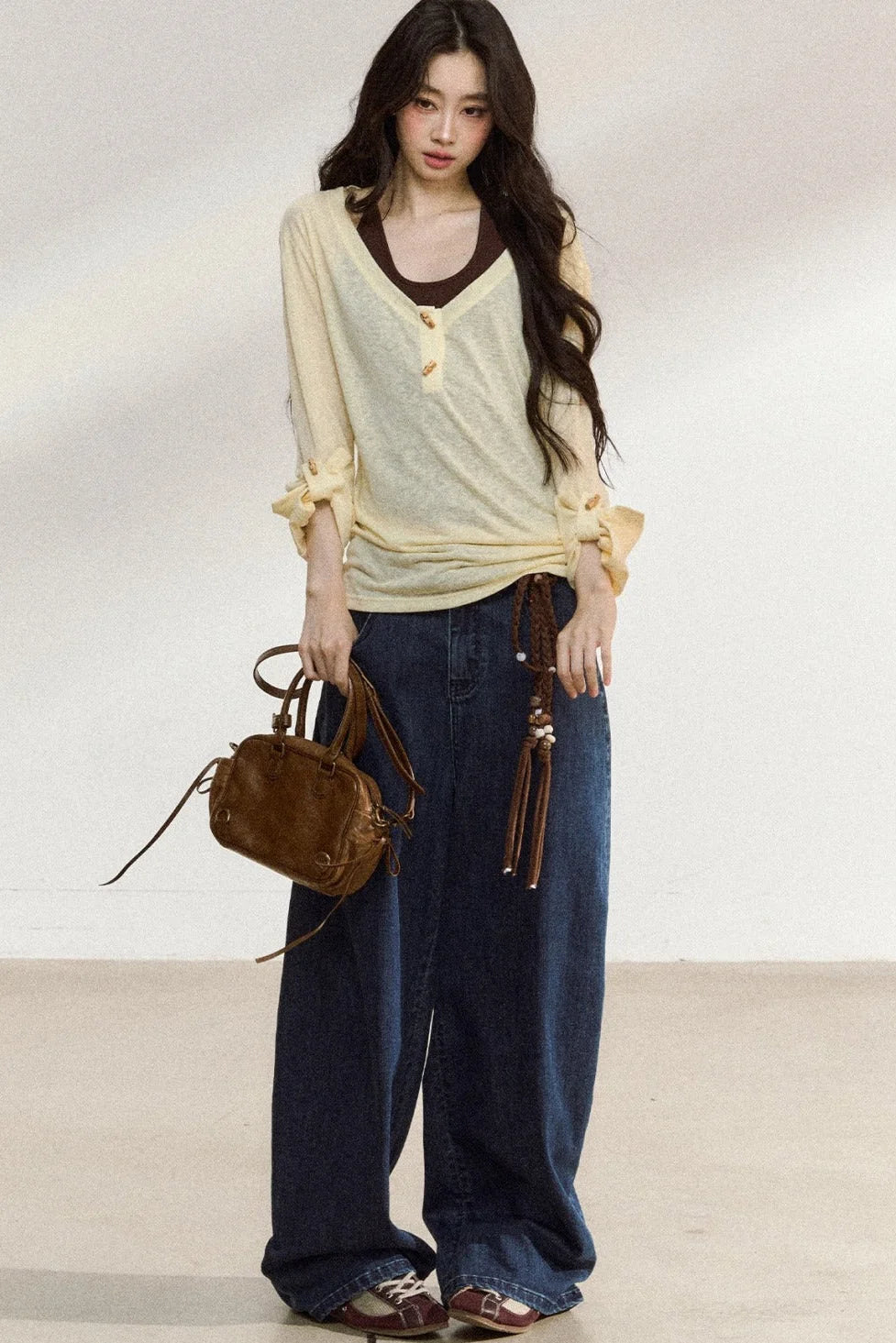Dark Blue Wide-Leg Jeans