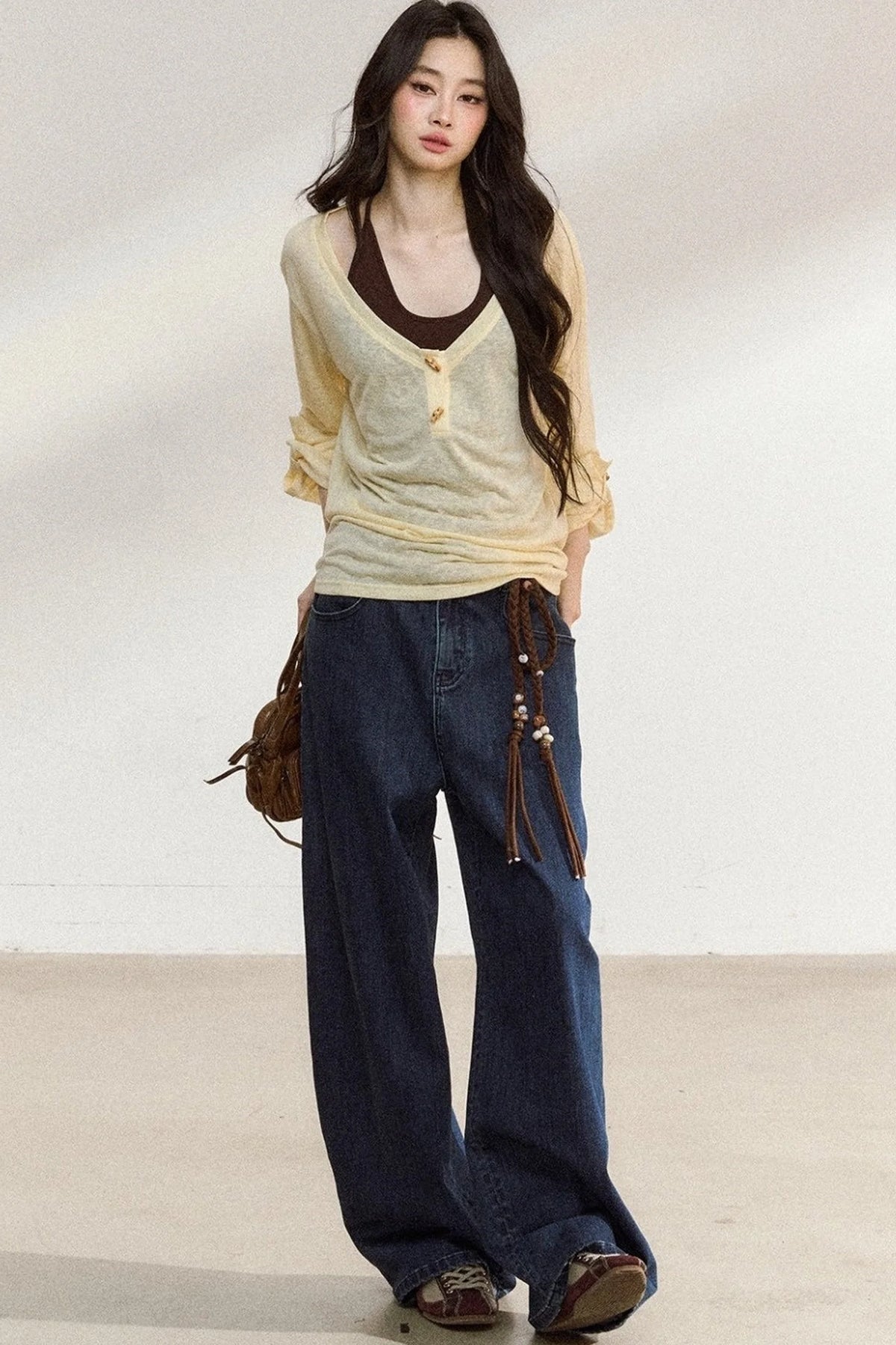Dark Blue Wide-Leg Jeans