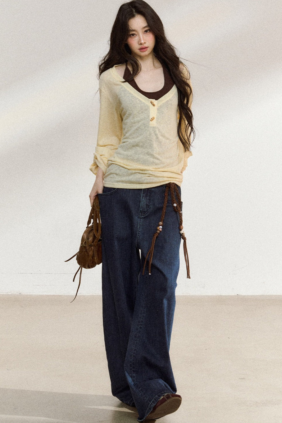 Dark Blue Wide-Leg Jeans