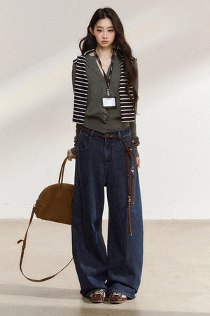 Dark Blue Wide-Leg Jeans
