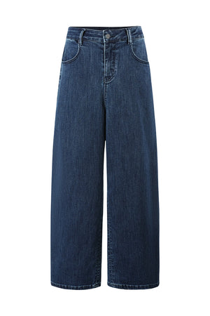 Dark Blue Wide-Leg Jeans