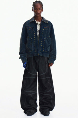 Dark Blue Wide-Leg Pants