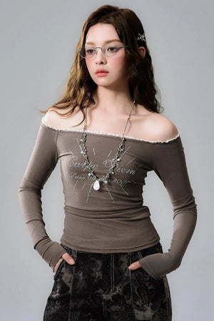 Dark Brown One-Shoulder Top
