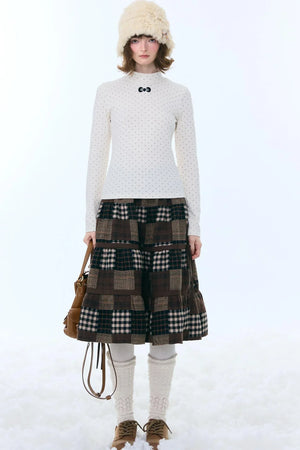 Dark Brown Plaid Skirt