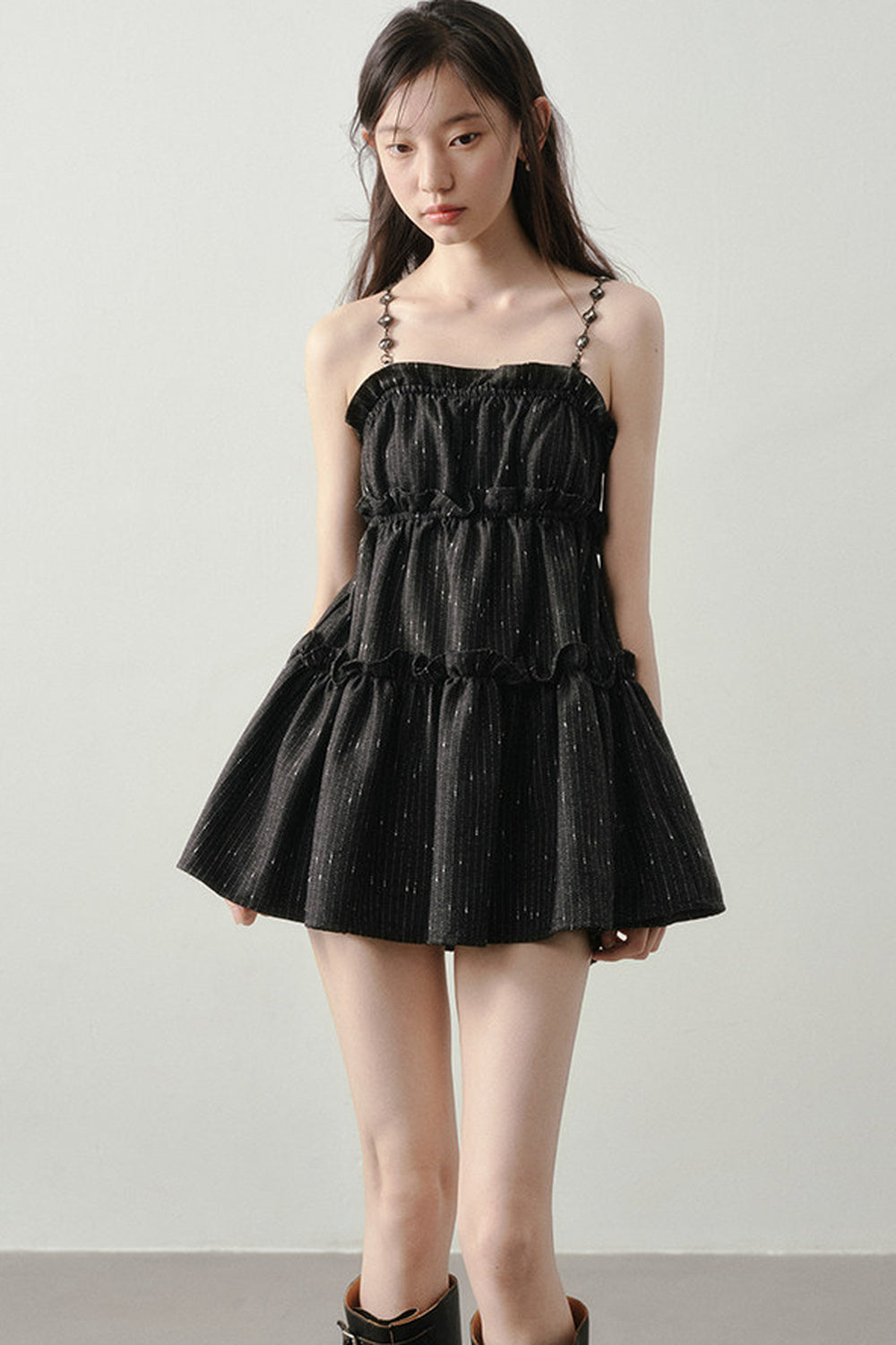 Dark Feather Striped Dress