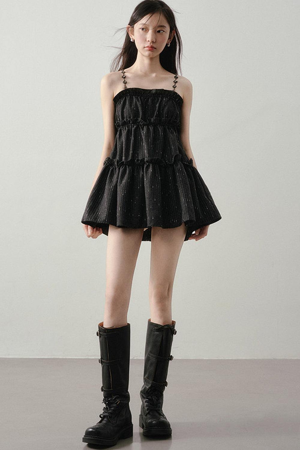 Dark Feather Striped Dress