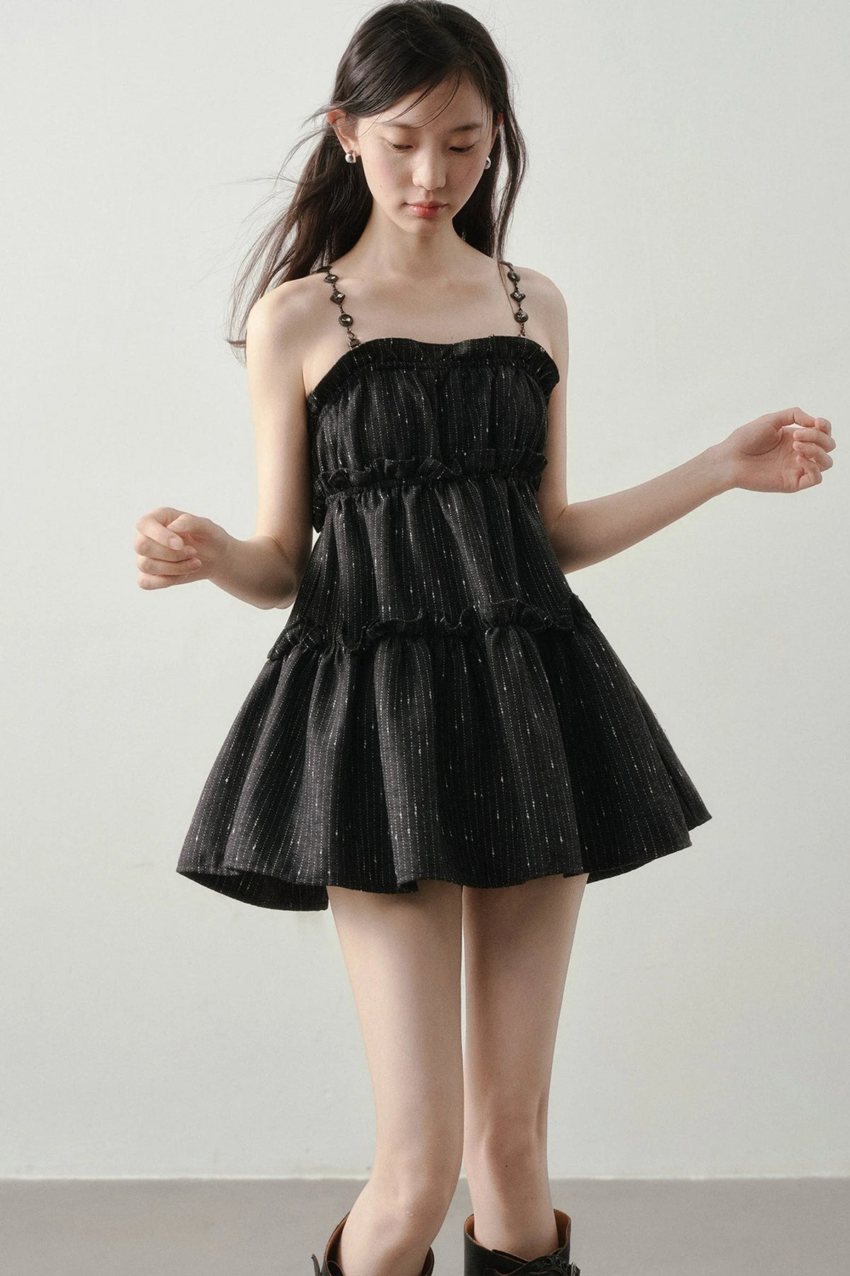 Dark Feather Striped Dress