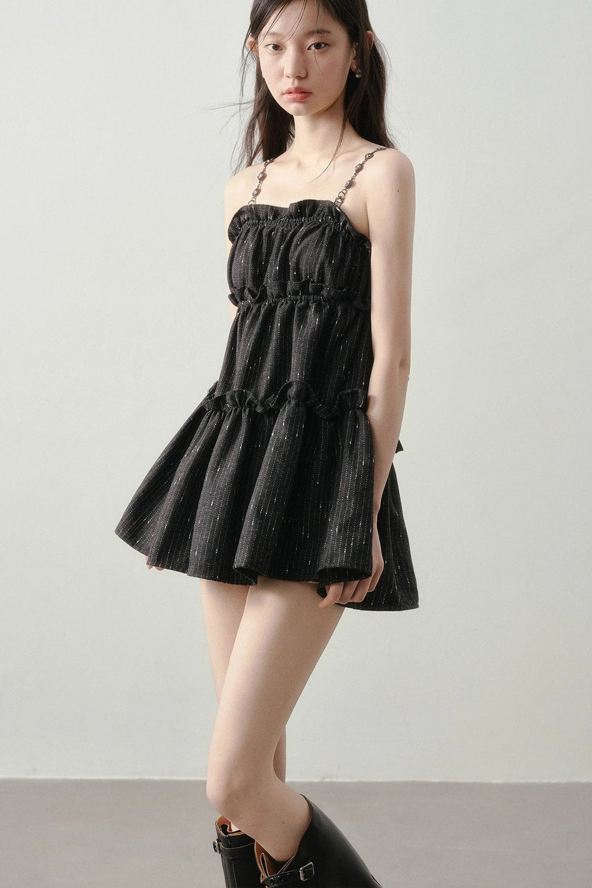 Dark Feather Striped Dress