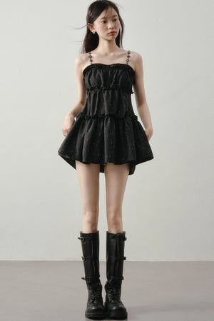 Dark Feather Striped Dress
