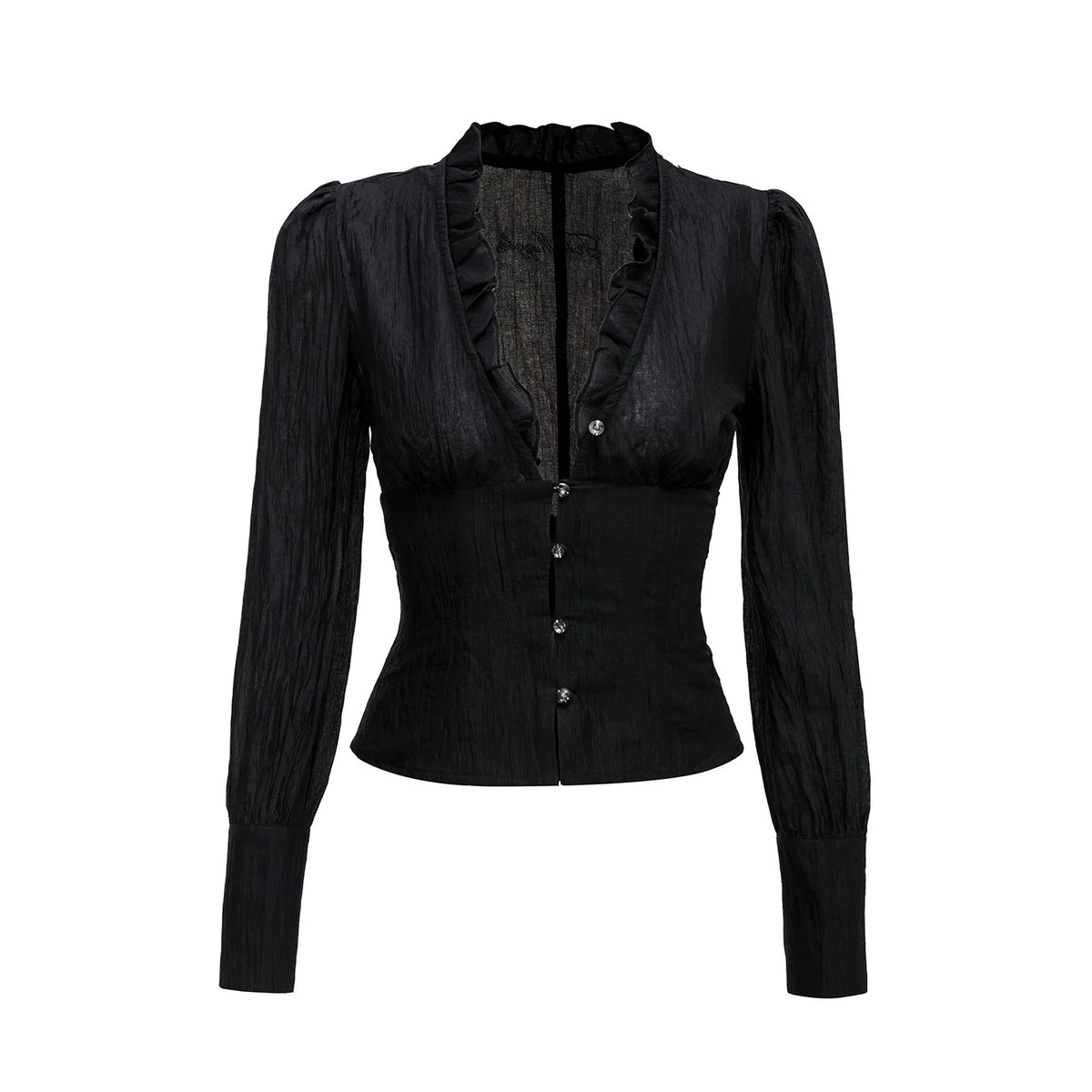 Dark Girl Ruffled Shirt Slim Set-Up