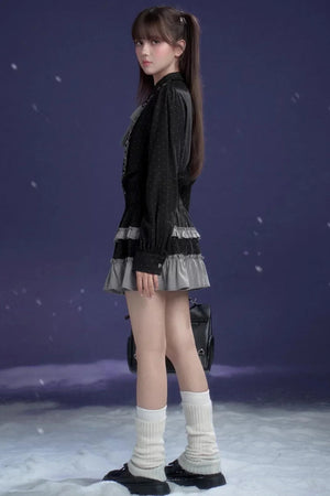 Dark Gray Polka Dot Dress