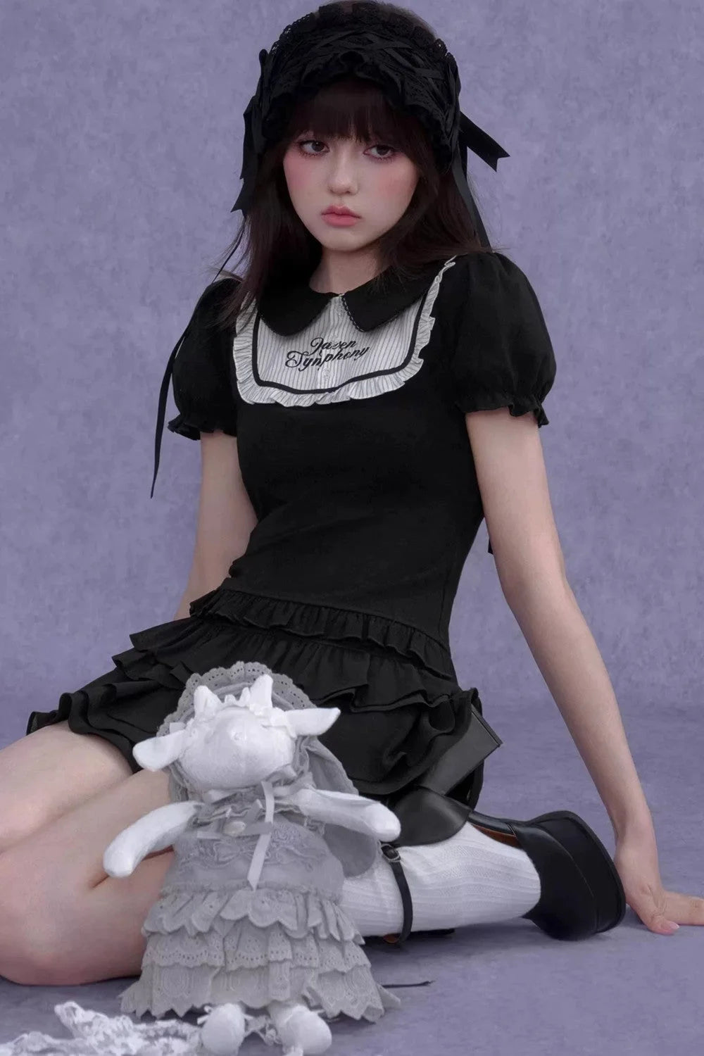 Dark Lolita Doll Collar Top Set-Up