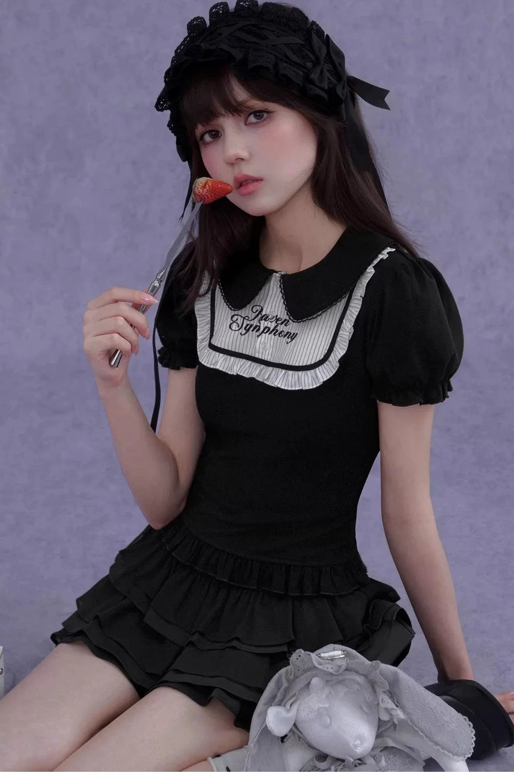 Dark Lolita Doll Collar Top Set-Up