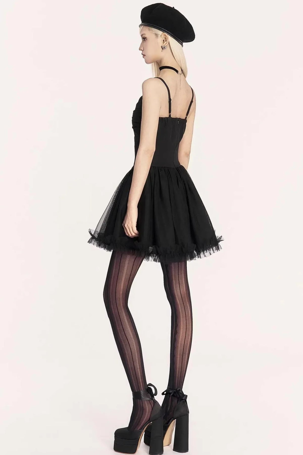Dark Medieval Pleated Gauze Dress