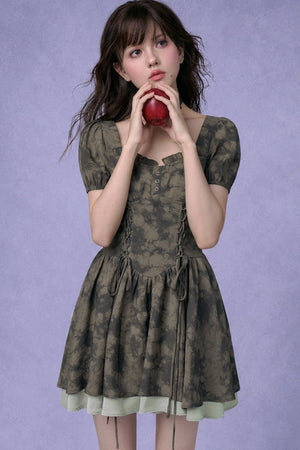 Dark Moss Waist Cincher Dress