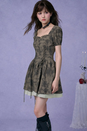 Dark Moss Waist Cincher Dress