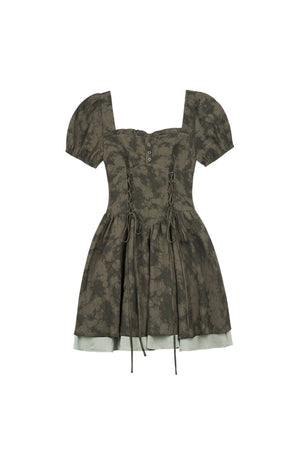 Dark Moss Waist Cincher Dress