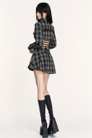 Dark Plaid Long Dress