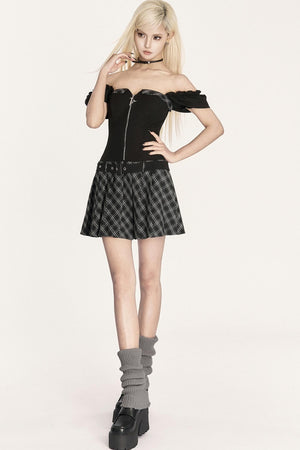 Dark Pleated One-Shoulder Dress
