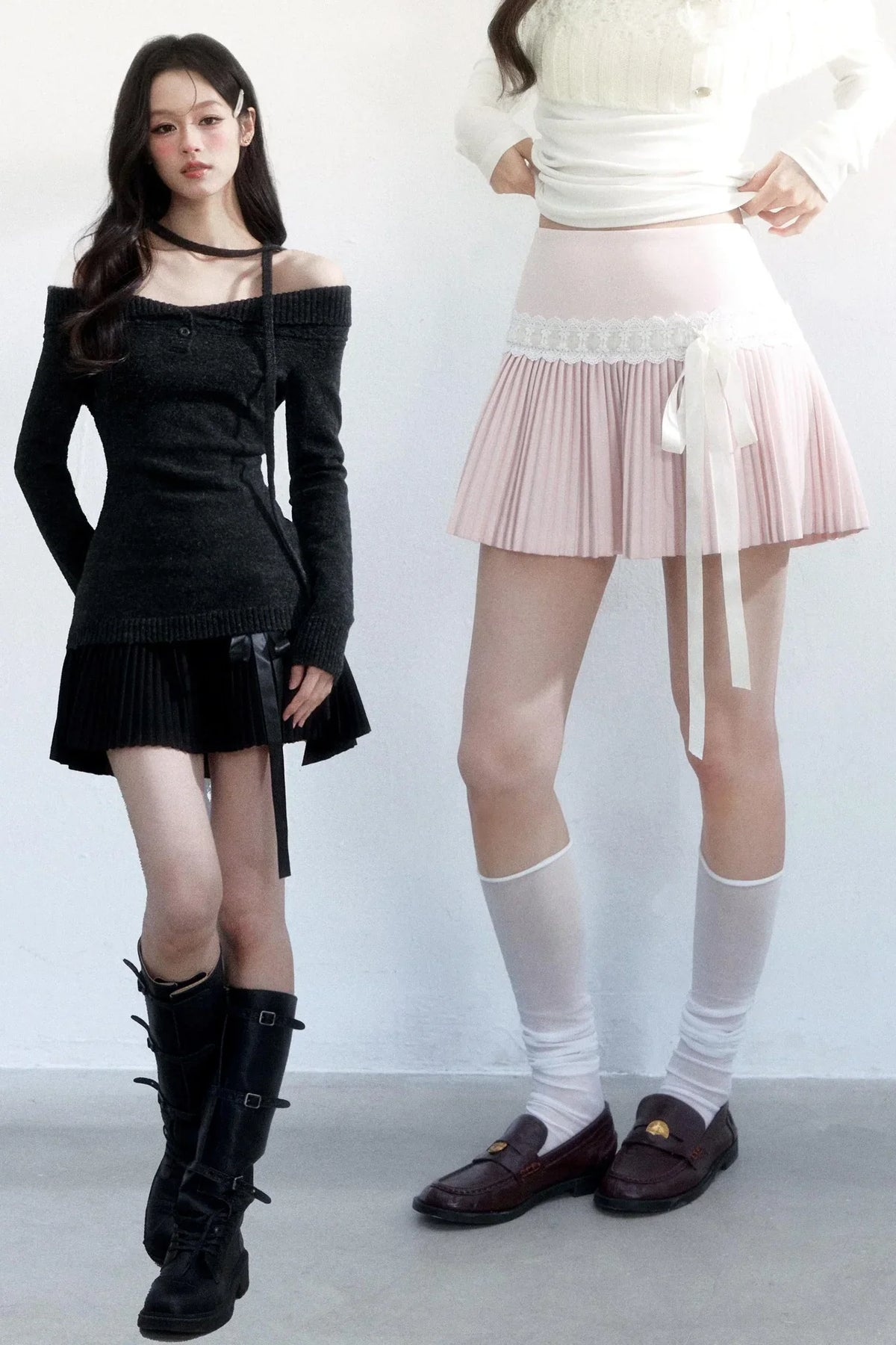 Dark River Lace Pleated Skirt