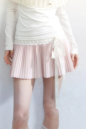 Dark River Lace Pleated Skirt