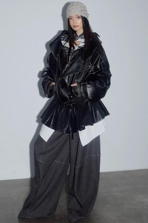 Dark Rock Distressed Leather Jacket