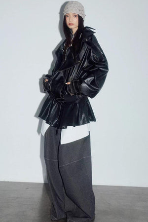 Dark Rock Distressed Leather Jacket