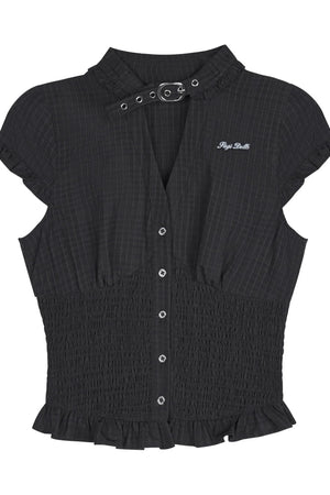 Dark Texture V-Neck Top Set-Up