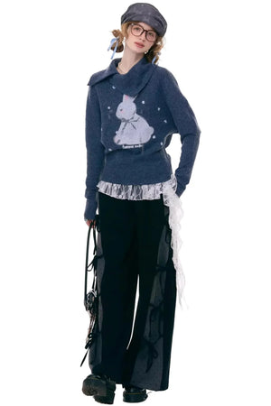 Deconstructed Bow Polka Dot Pants
