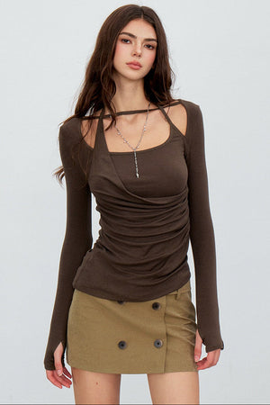 Deconstructed Halter Neck Ruched Top