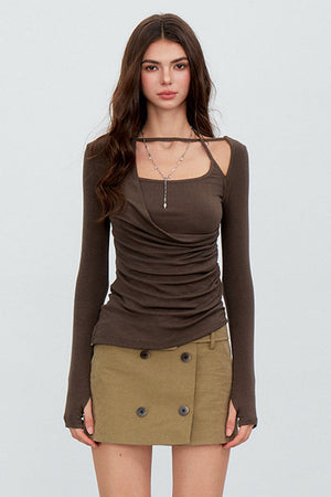 Deconstructed Halter Neck Ruched Top
