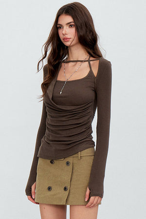 Deconstructed Halter Neck Ruched Top