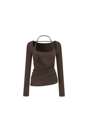 Deconstructed Halter Neck Ruched Top