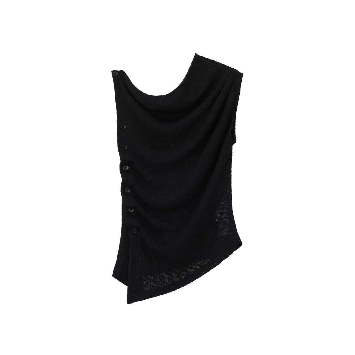 Deconstructed Knit One-Shoulder Vest