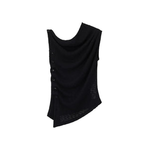 Deconstructed Knit One-Shoulder Vest